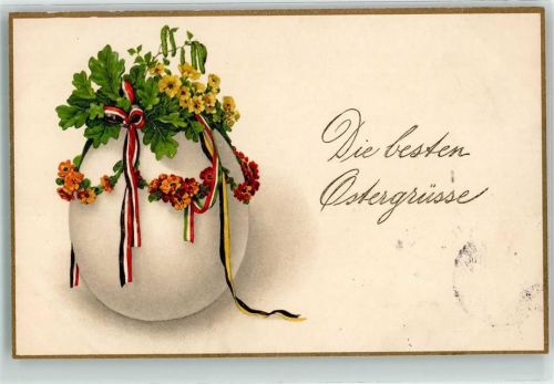 1917 Osteren Osterei mit Bändern vom Dreibund WK I Dokumente