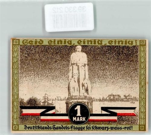 Hamburg 1921 Notgeld 1 Mark Kultur u. Sport Woche Hamburg
