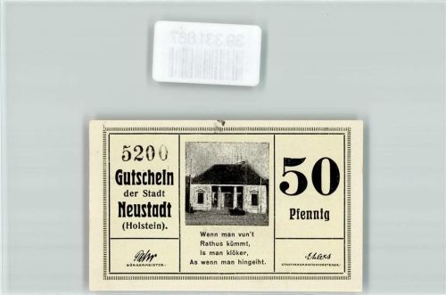 Neustadt Notgeld 50 Pfennig Rathaus