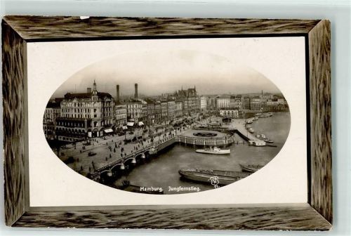 Hamburg 1912 Jungfernstieg Schiff Fabrik Holzrahmen