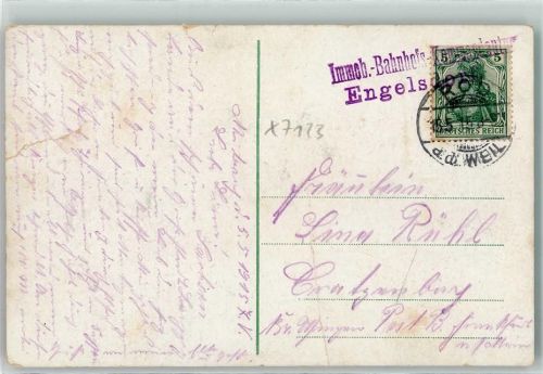 Rod a d Weil 1915 Feldpost WK I Immob. Bahnhofs-Kommandantur Engelsdorf