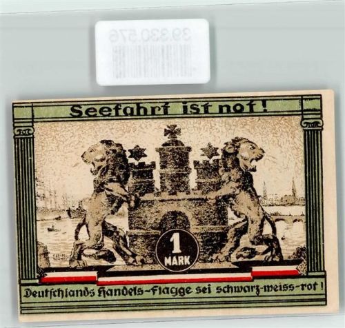 Hamburg 1921 Notgeld Kultur u. Sport Woche Hamburg 1 Mark