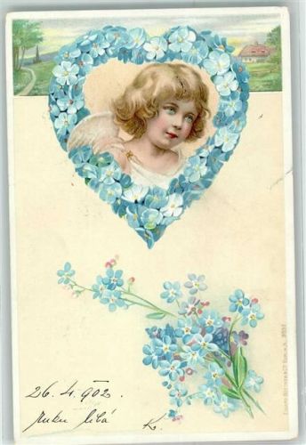 1902 Herz aus Vergissmeinnicht Verlag Eduard Büttner Nr.9897