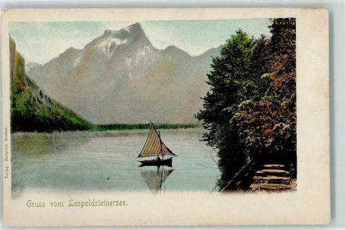 Eisenerz Gruss vom Leopoldsteinersee Segelboot Terrasse Berge