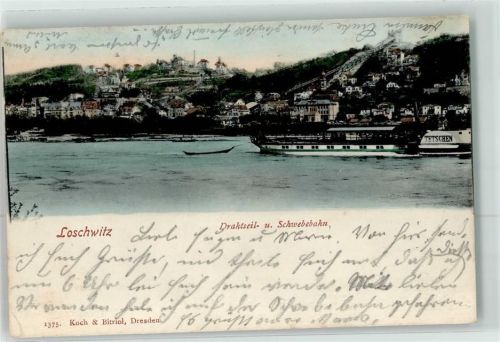 Loschwitz 1902 Drahtseilbahn Raddampfer Tetschen