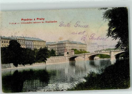 Prag Pozdrav z Prahy Brücke Tram