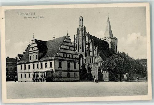 Sommerfeld Rathaus Kirche Fahrrad Laterne