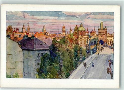 Prag Auf der Karlsbrücke sign. Jetelik
