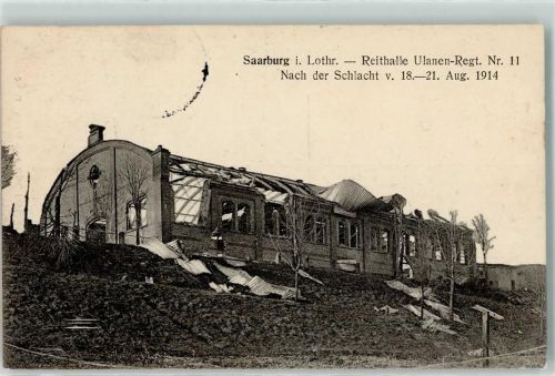 Sarrebourg 1915 Reithalle Ulanen-Regt. Nr. 11 nach der Schlacht v. 18-21.August 1914