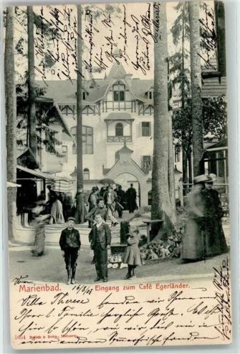 Marianske Lazne 1903 Eingang zum Gasthaus Cafe Egerländer