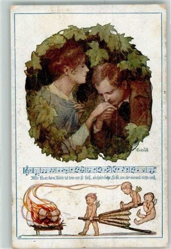 1918 Deutscher Schulverein Nr.906 sign.Schütz Liederkarte Kein Feuer Keine Kohle