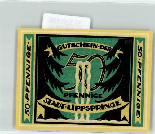 Bad Lippspringe Notgeld 50 Pfennig 1921 Dominicus Paderborn Frau Teller