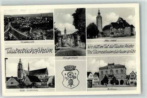 Tauberbischofsheim Altes Schloß Hauptstraße Kath. Kirche Rathaus Wappen