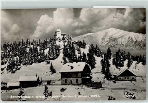 Sonnwendstein Friedrich Schüler Alpenhaus 1523 m Winter Schnee Hüttenstempel