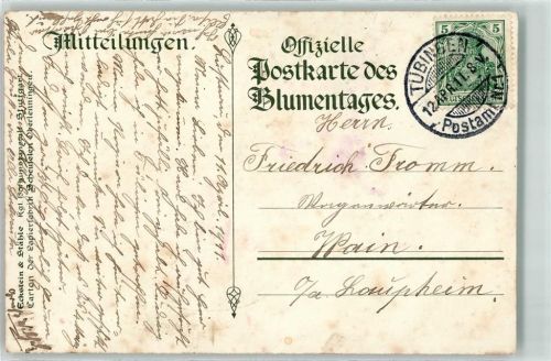 Tübingen Silberhochzeit Württembergisches Königspaar April 1911 Nelken Wappen Blumentag