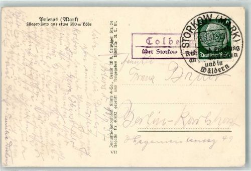 Storkow Landpost Colberg Fliegeraufnahme Prieros