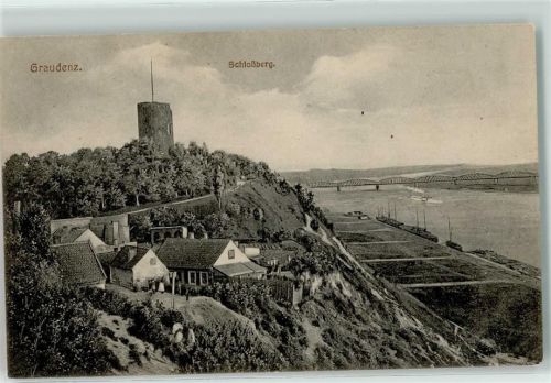 Graudenz Schlossberg Brücke Turm Schiff Boot