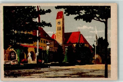80331 W8000 Schwabing Künstlerkarte Städt. Krankenhaus Kirche Fahnen Nach Original Richard Söhn