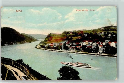 Linz Partie an der Donau Raddampfer
