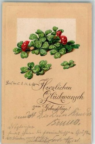1907 Kleeblätter Fliegenpilze