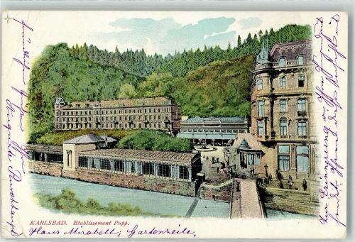 Karlovy Vary 1900 Etablissement Pupp Lithographie
