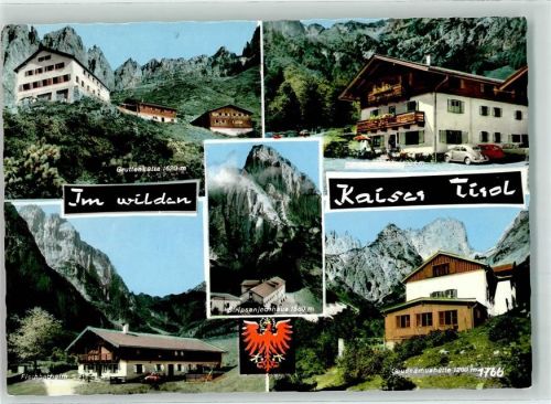 Ellmau Gruttenhütte Fischlachalm Gaudeamushütte Stripsenjochhütte VW Käfer Wappen
