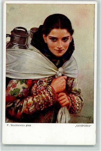 Gosposia Tracht Frau sign. P. Stachiewicz Tracht Polen Künstlerkarte