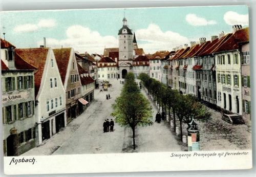 Ansbach Steinerne Promenade Heriedertor Litfaßsäule Gasthaus zum Schwan