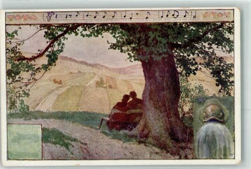 sign.Schütz Liederkarte Am Brunnen vor dem Tore B.K.W.I. Nr.766-4