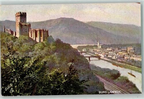 56112 W5427 Oberlahnstein Künstlerkarte Burg Lahneck Serie Rheinburgen II