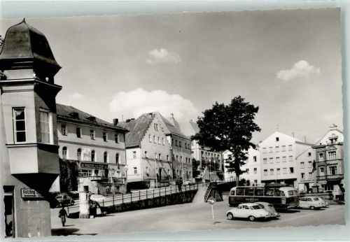 Regen Marktplatz Litfaßsäule Reisebus Gasthaus zur Post DKW