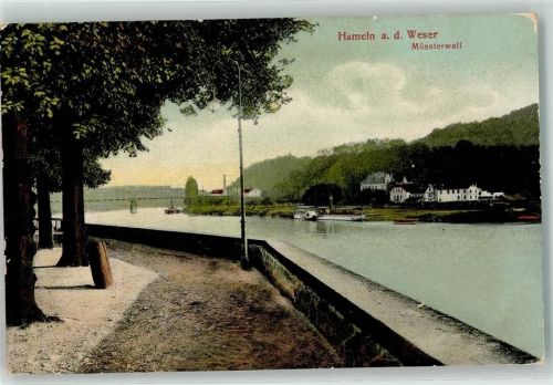 Hameln 1910 Münsterwall Dampfschiff