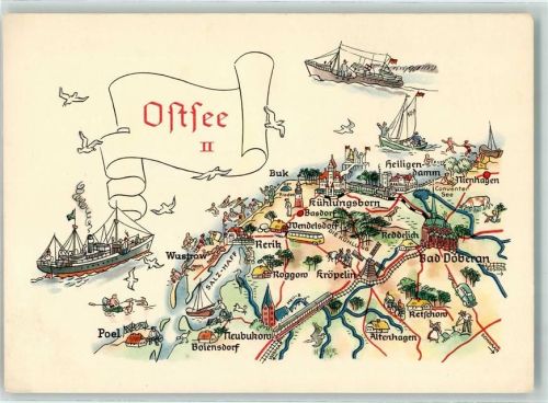 Bad Doberan Heiligen Damm Ostsee II Landkarte sign.A. Hoppe