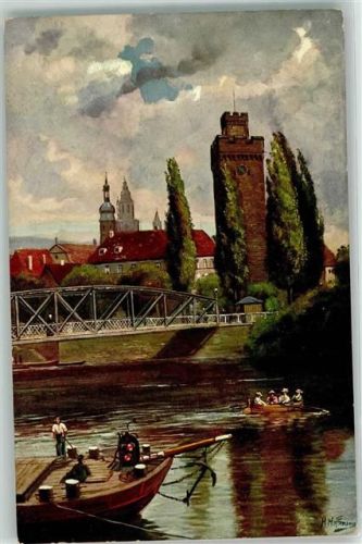 Heilbronn Götzenturm Ruderboot mit Frauen, Binnenschiff Verlag Edm. von König Nr. 738