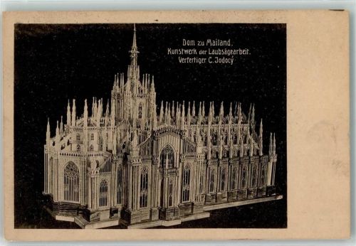 Milano Dom zu Mailand Kunstwerk der Laubsägearbeit AK