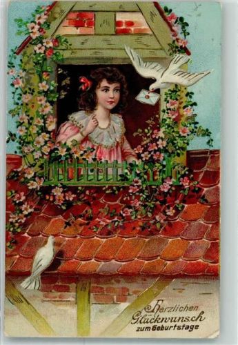 1916 Kind Tauben Blumen G.G.K. Nr.297