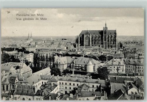 Metz 1910 Bahnpost Metz Frankfurt Zug 143 23.6.10 Blick auf die Stadt