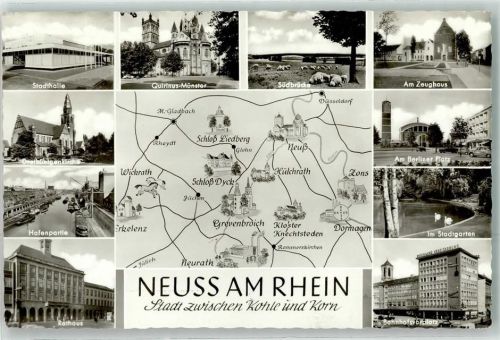 Neuss Landkarte Rathaus Stadthalle Stadtgarten Schwäne Zeughaus