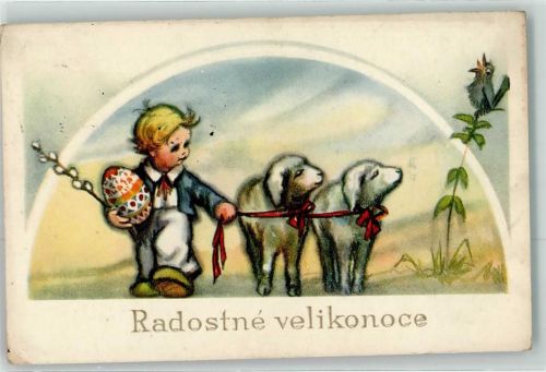Kind Lämmer Ei Vogel Weidenkätzchen Minerva Nr.728-1