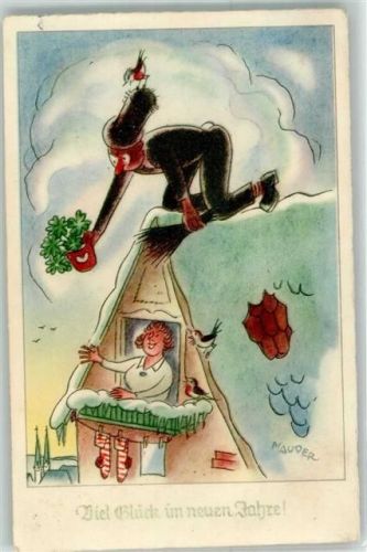 1916 Dach Glücksklee Winter sign Mauder Nr 520
