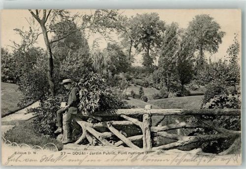 Douai Jardin Public Pont rustique Mann Hut Zaun Feldpost 6. Armee