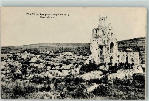 Esnes Vue panoramique 1919 General view Ruine