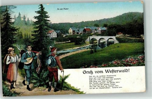 1914 Wandern Mandoline Gruß vom Westerwald Gedicht