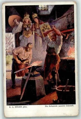 Die Schmiede unserer Zukunft Engel sign.R.A.Höger W.R.B. Nr.222