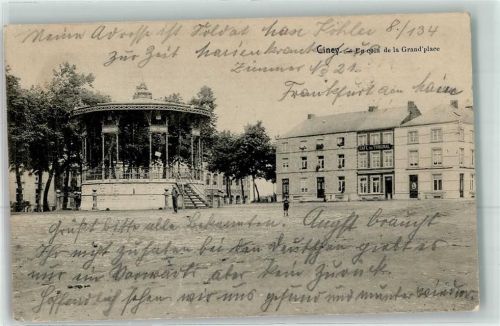 Ciney 1914 un coin de la Grand Place Gasthaus Cafe de Tribunal