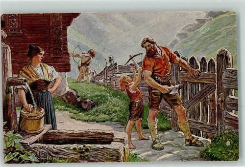 Vater Tell Verteidiger unserer Freiheit 1 August Erinnerungspostkarte Rotes Kreuz Bogen Verlag Ruegg Nr.246