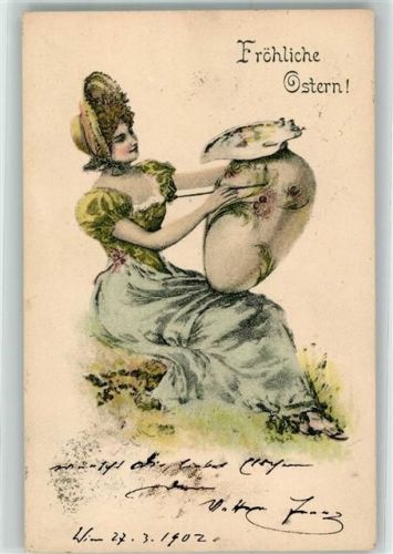 1902 Frau Ei bemalen B.K.W.I. Nr.4016-4