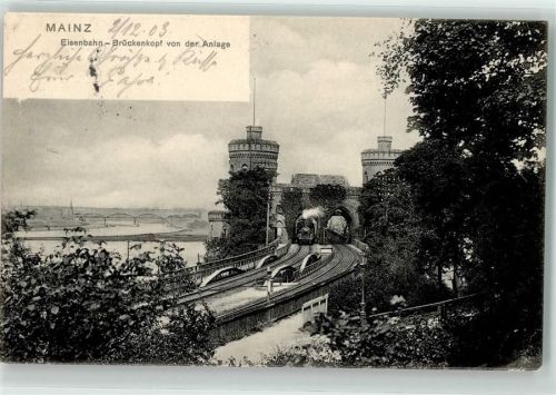 Mainz 1903 Eisenbahn Brückenkopf von der Anlage