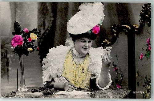 1907 Frau Brief schreiben Rosen