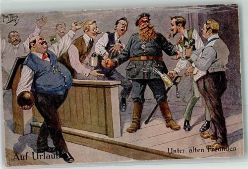 Auf Urlaub Unter alten Freunden Bierkrug Kegeln Zigarette Verlag Dietrich Nr.153-7